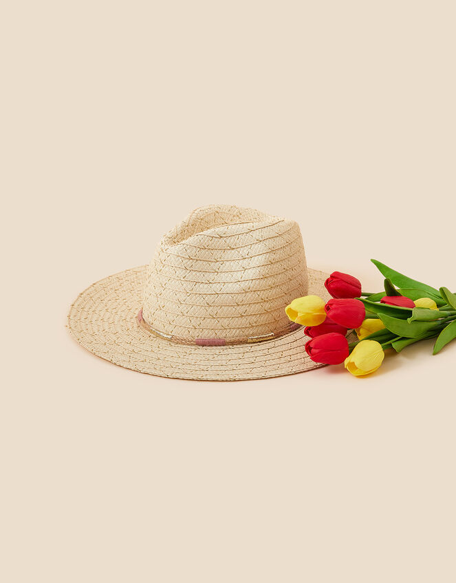 Floral Metallic Fedora, , large