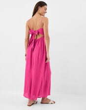 Tie Back Embroidered Midi Dress, Pink (PINK), large
