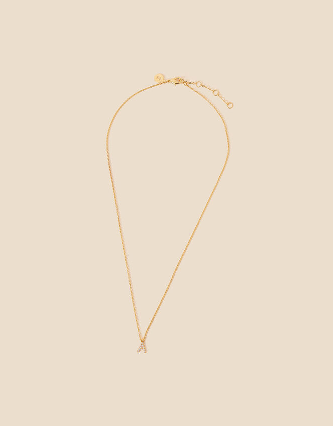 Gold-Plated Sparkle Initial Pendant Necklace, Gold (GOLD), large