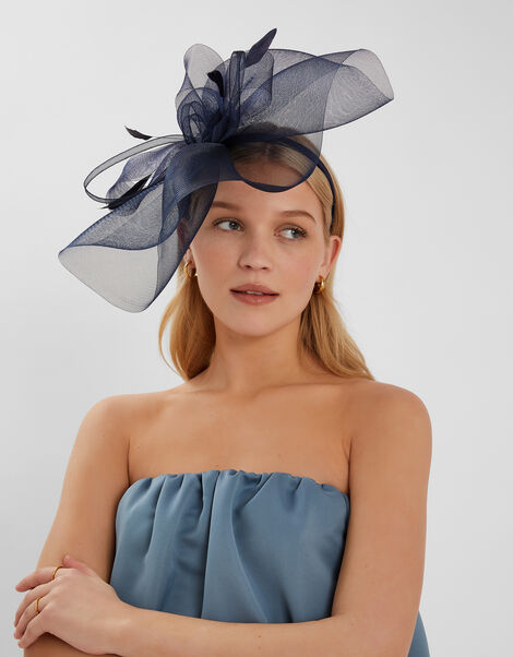 Large Crin Fascinator, Blue (NAVY), large