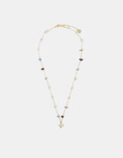 14ct Gold-Plated Semi-Precious Station Pendant Necklace, , large