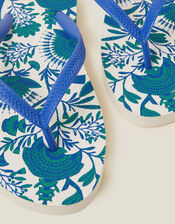 Paisley Print Flip Flops, Blue (BLUE), large