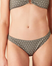 Jacquard Pattern Bikini Bottoms, Green (KHAKI), large