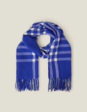 Check Blanket Scarf, Blue (BLUE), large