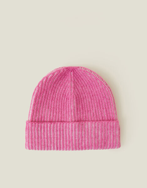 Chunky Rib Beanie Hat, Pink (PINK), large