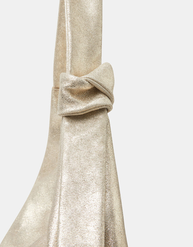 Slouchy Knot Leather Shoulder Bag, Gold (GOLD), large