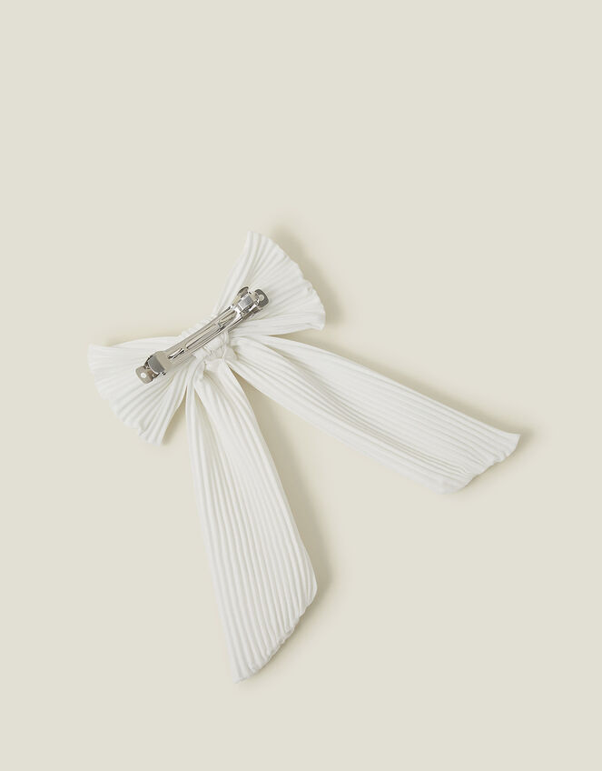 Pleated Bow Hair Clip, , large
