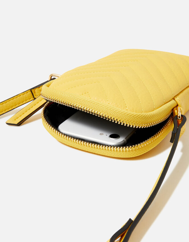 Quilted Phone Cross-Body Purse, Yellow (YELLOW), large