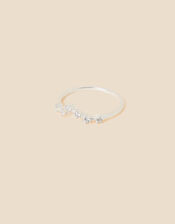 Recycled Sterling Silver Sparkly Constellation Pisces Ring, White (ST CRYSTAL), large