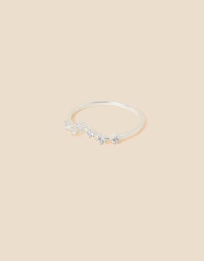 Recycled Sterling Silver Sparkly Constellation Pisces Ring, White (ST CRYSTAL), large