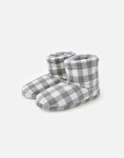 Check Print Slipper Boots, Grey (GREY), large