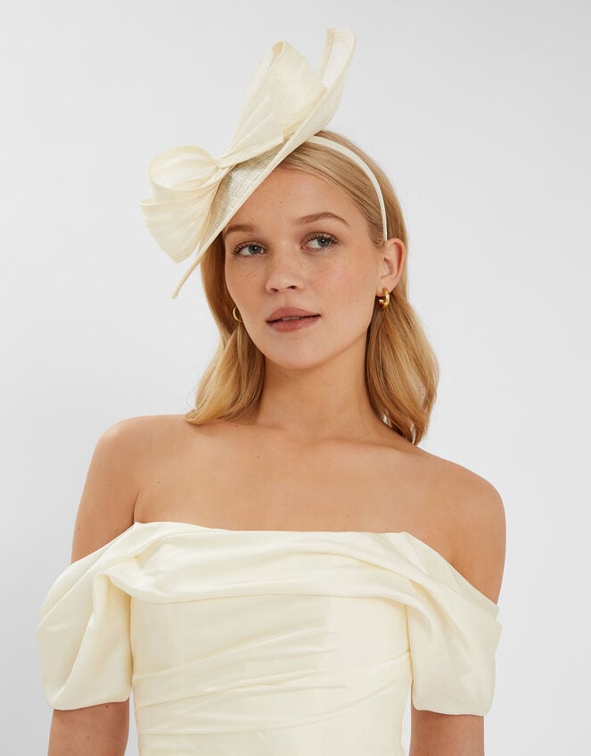 Teardrop Bow Fascinator, Ivory (IVORY), large