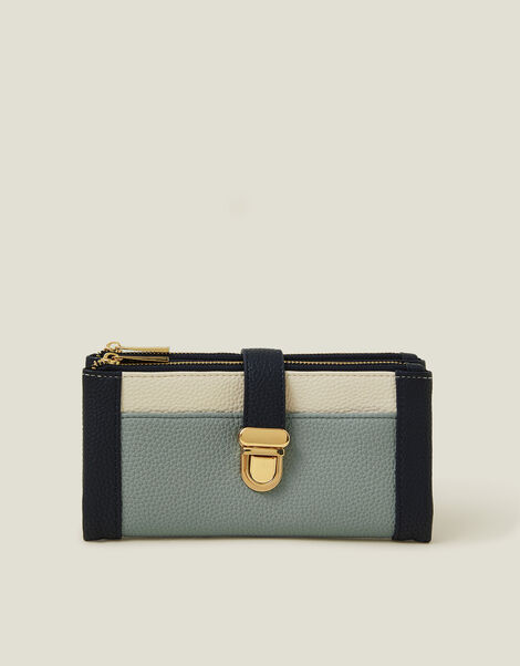 Push Lock Faux Leather Wallet, , large