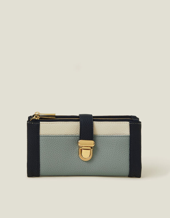 Push Lock Faux Leather Wallet, , large