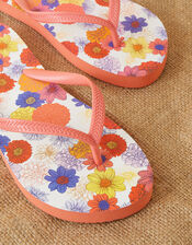 Floral Print Flip Flops, Multi (BRIGHTS-MULTI), large