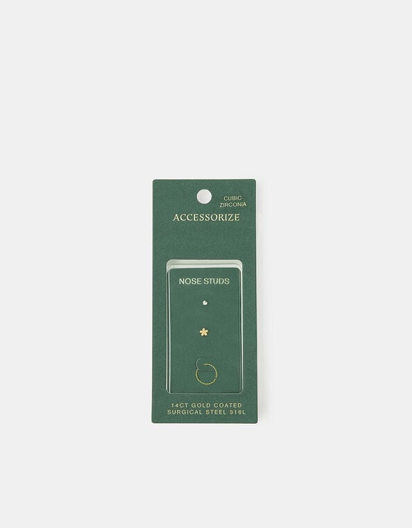 3-Pack Platinum-Plated Surgical Steel Nose Studs, , large