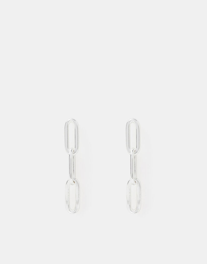 Sterling Silver Chain Drop Earrings, , large