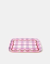 Talking Tables Gingham Wooden Serving Tray Pink, , large