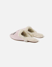 Zebra Motif Embellished Slippers, Pink (PALE PINK), large