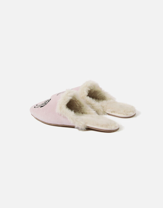 Zebra Motif Embellished Slippers, Pink (PALE PINK), large