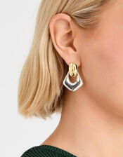 Two-Tone Chunky Doorknocker Earrings, , large