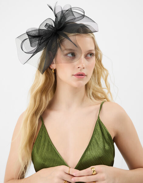 Mini Crin Fascinator, Black (BLACK), large