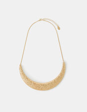 Textured Crescent Collar Necklace, , large