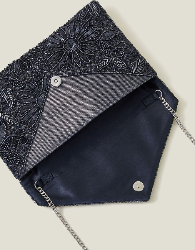 Tara Hand-Beaded Clutch Bag, Blue (NAVY), large