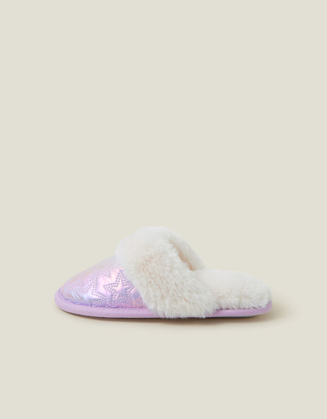 Girls Star Mule Slippers, Purple (LILAC), large