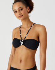 Monochrome Textured Bandeau Bikini Top, Black (BLACK WHITE), large