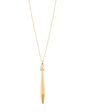 Gold-Plated Faceted Stone Long Necklace , , large