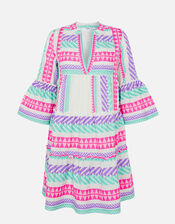 Geometric Stripe Jacquard Dress, Multi (BRIGHTS-MULTI), large