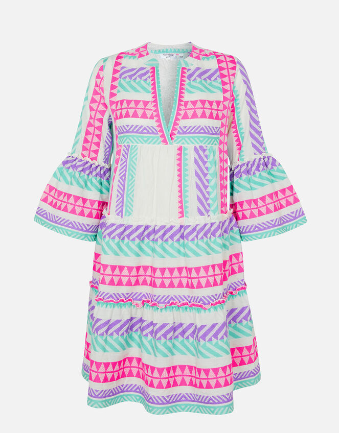 Geometric Stripe Jacquard Dress, Multi (BRIGHTS-MULTI), large