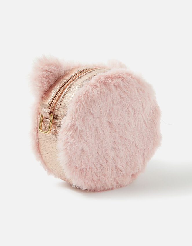 Kids Fluffy Cat Round Cross-Body Bag, , large