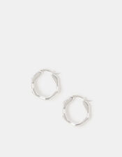 Sterling Silver-Plated Chunky Molten Hoop Earrings, , large