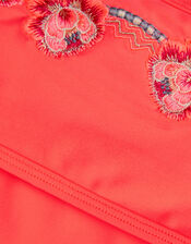 Girls Archive Embroidered Bikini, Orange (CORAL), large