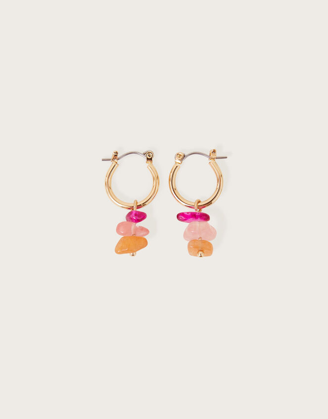 Raw Stone Mini Hoop Earrings, , large