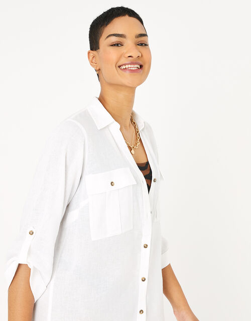 Long Sleeve Beach Shirt With Lenzing Ecovero White Summer Holiday Tops Accessorize Global