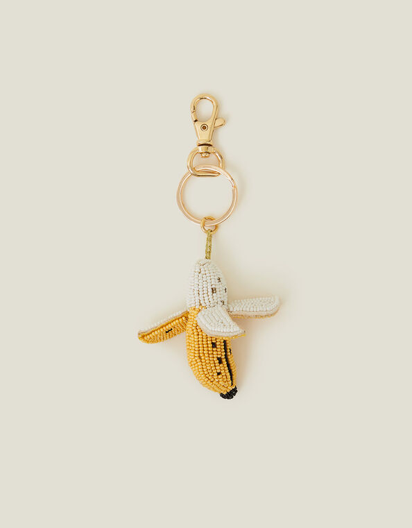 Hand-Beaded Banana Keyring, , large