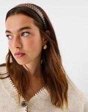 Studded Faux Leather Headband, , large