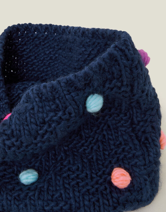 Girls Pom Pom Knit Snood, , large