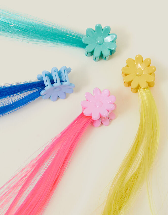 4-Pack Girls Faux Hair Claw Clips, , large