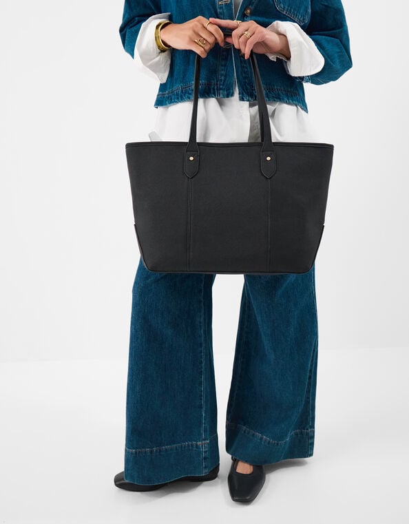 Plain Tote Bag, Black (BLACK), large