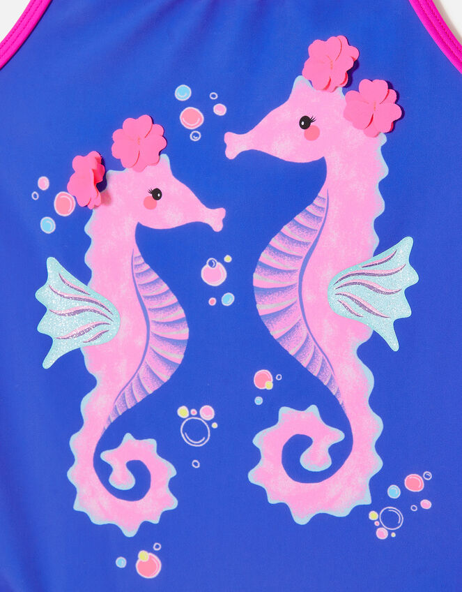 Seahorse Swimsuit with Recycled Polyester, Blue (BLUE), large