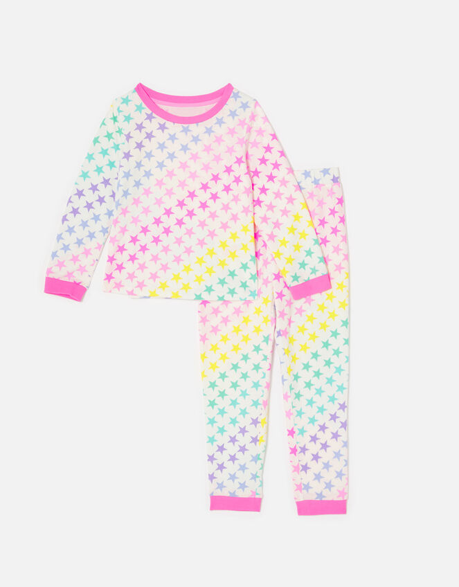Girls Rainbow Star PJ Set, Multi (BRIGHTS-MULTI), large