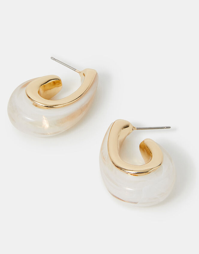 Oval Resin Hoop Earrings, , large