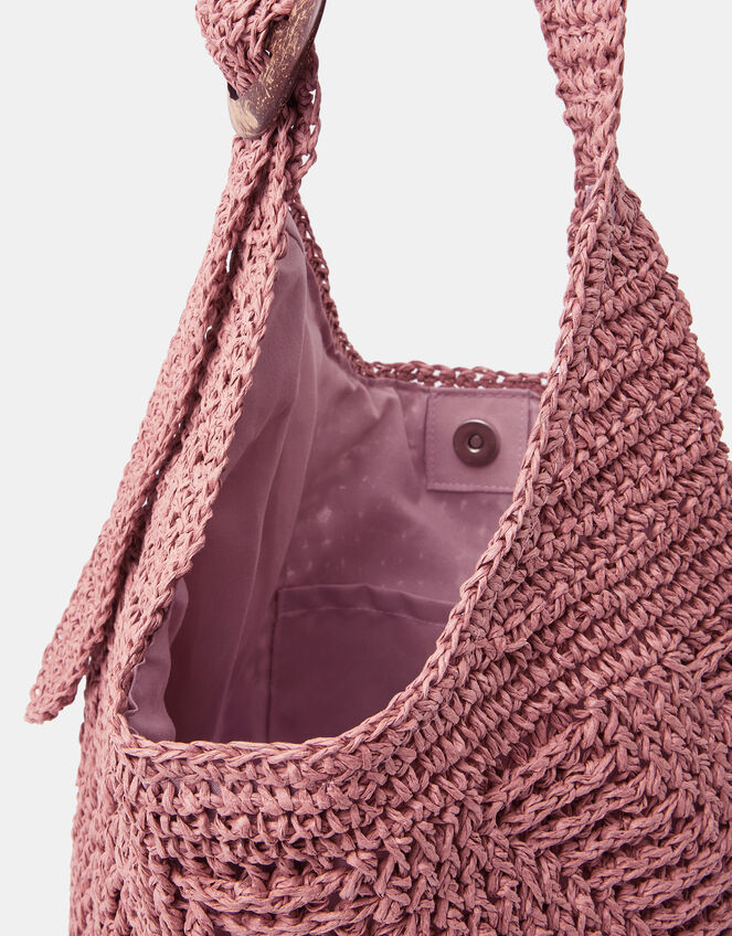 Slouchy Raffia Crossbody Bag, , large