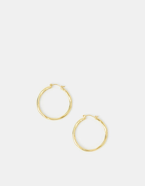 14ct Gold-Plated Molten Hoop Earrings, , large