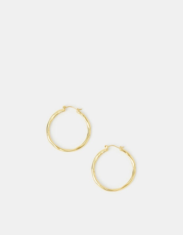 14ct Gold-Plated Molten Hoop Earrings, , large