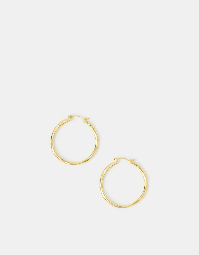 14ct Gold-Plated Molten Hoop Earrings, , large